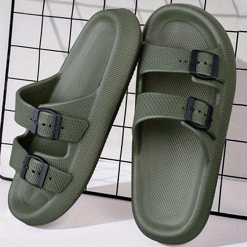 Men's EVA Slides Casual Open Toe Slip On with Buckles for Indoor Outdoor Summer