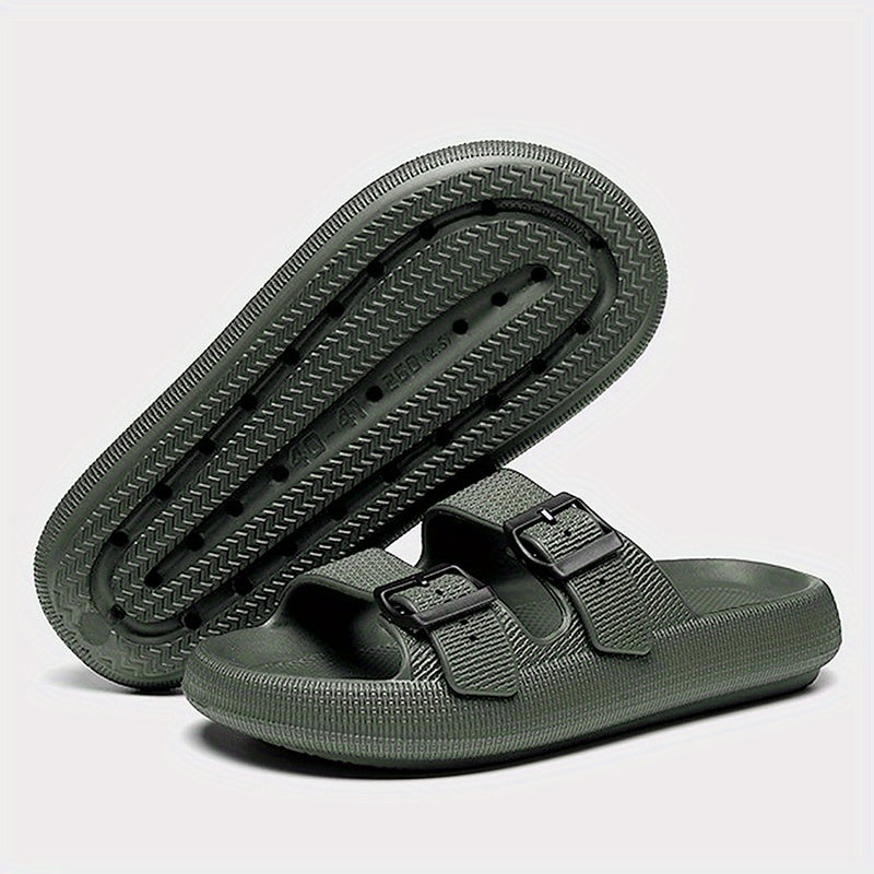 Men's EVA Slides Casual Open Toe Slip On with Buckles for Indoor Outdoor Summer