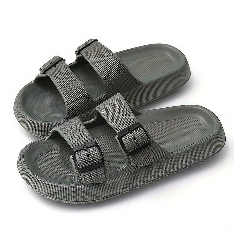 Men's EVA Slides Casual Open Toe Slip On with Buckles for Indoor Outdoor Summer