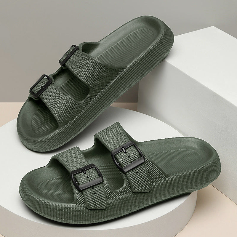 Men's EVA Slides Casual Open Toe Slip On with Buckles for Indoor Outdoor Summer