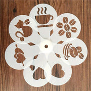 Coffee Stencil Set 19 Pieces Foam Spray Cake Molds for Cappuccino Bakery Kitchen
