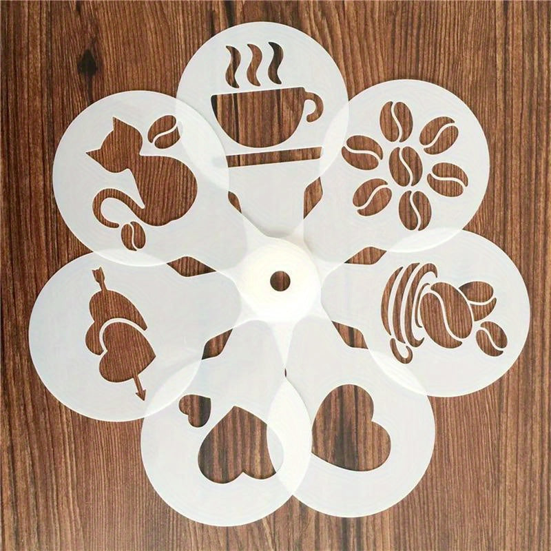 Coffee Stencil Set 19 Pieces Foam Spray Cake Molds for Cappuccino Bakery Kitchen