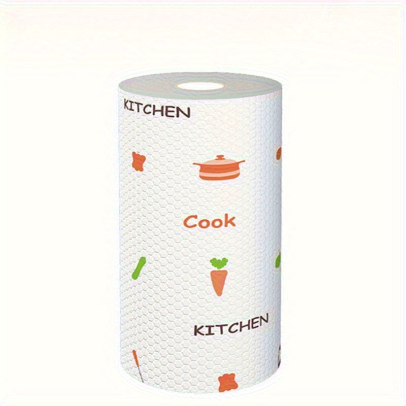 50 piezas de paños de limpieza de cocina con patrón de frutas y verduras, reutilizables y desechables