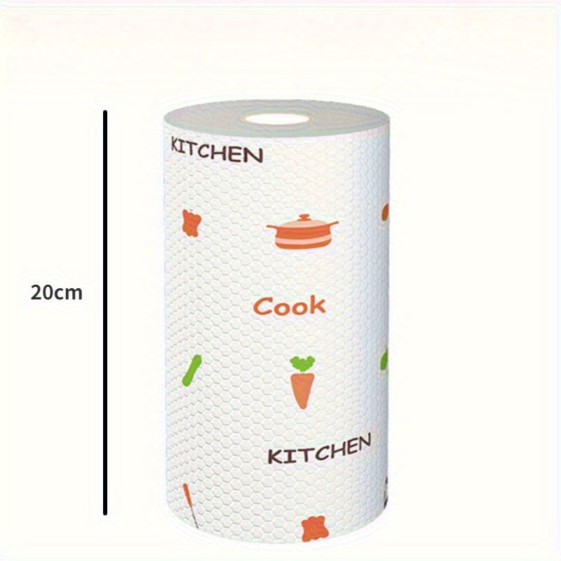 50 piezas de paños de limpieza de cocina con patrón de frutas y verduras, reutilizables y desechables