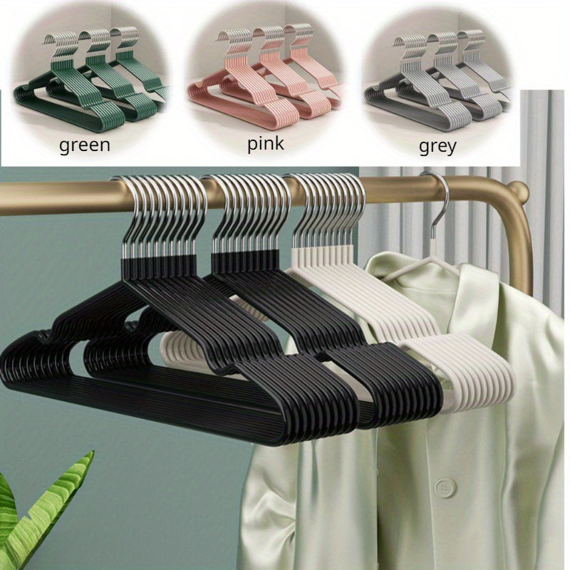 Set of 10 Metal Clothes Hangers Notched Heavy Duty Space Saving Organizer for Closet Wardrobe Bedroom Bathroom