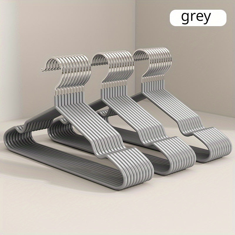 Set of 10 Metal Clothes Hangers Notched Heavy Duty Space Saving Organizer for Closet Wardrobe Bedroom Bathroom