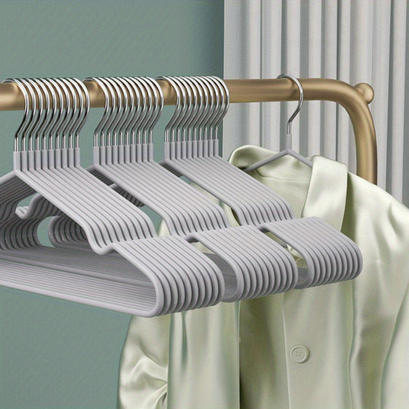 Set of 10 Metal Clothes Hangers Notched Heavy Duty Space Saving Organizer for Closet Wardrobe Bedroom Bathroom