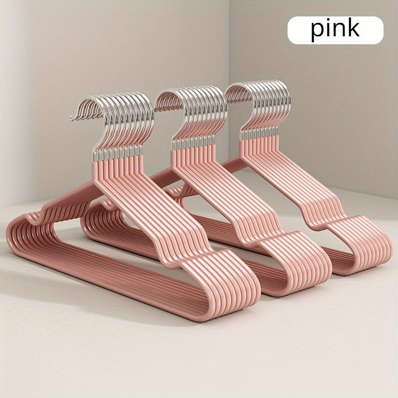 Set of 10 Metal Clothes Hangers Notched Heavy Duty Space Saving Organizer for Closet Wardrobe Bedroom Bathroom