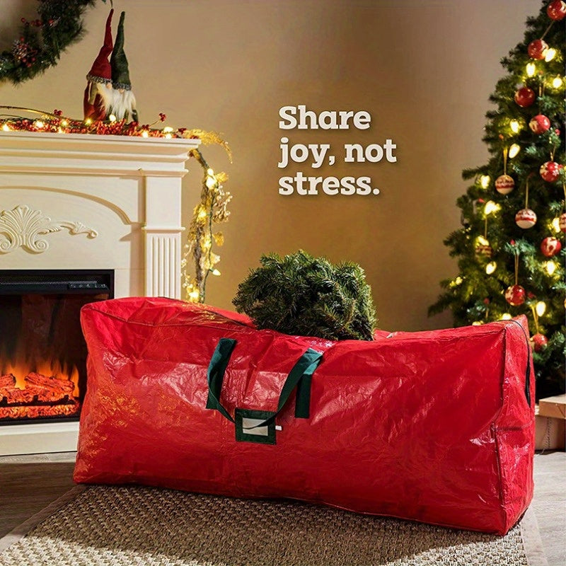 Bolsa de almacenamiento para corona de Navidad impermeable con asas, patrón de rayas de PVC duradero