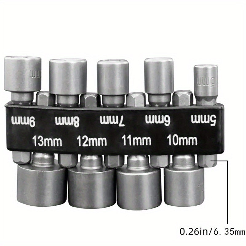 9/14pcs CRV Power Nut Driver Bits 1/4 Inch Hex Shank 5-13mm