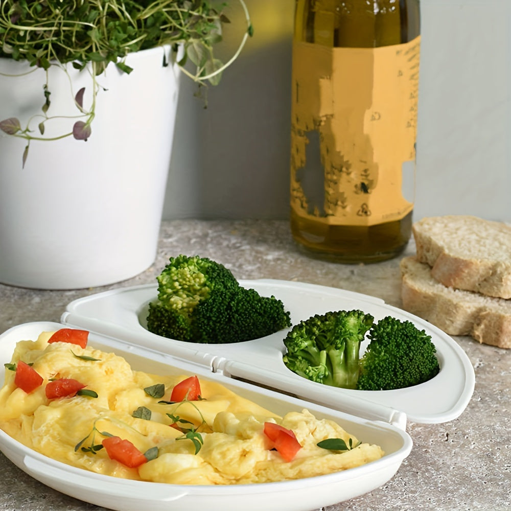 Microwave egg cooker steamer for fluffy omelettes steamed vegetables no electricity