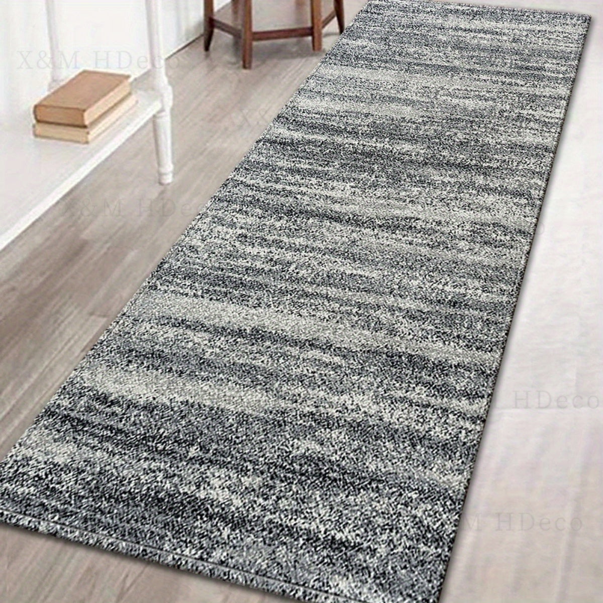 Gray Long Floor Mat with Non-slip Backing for Kitchen, Laundry, Living Room