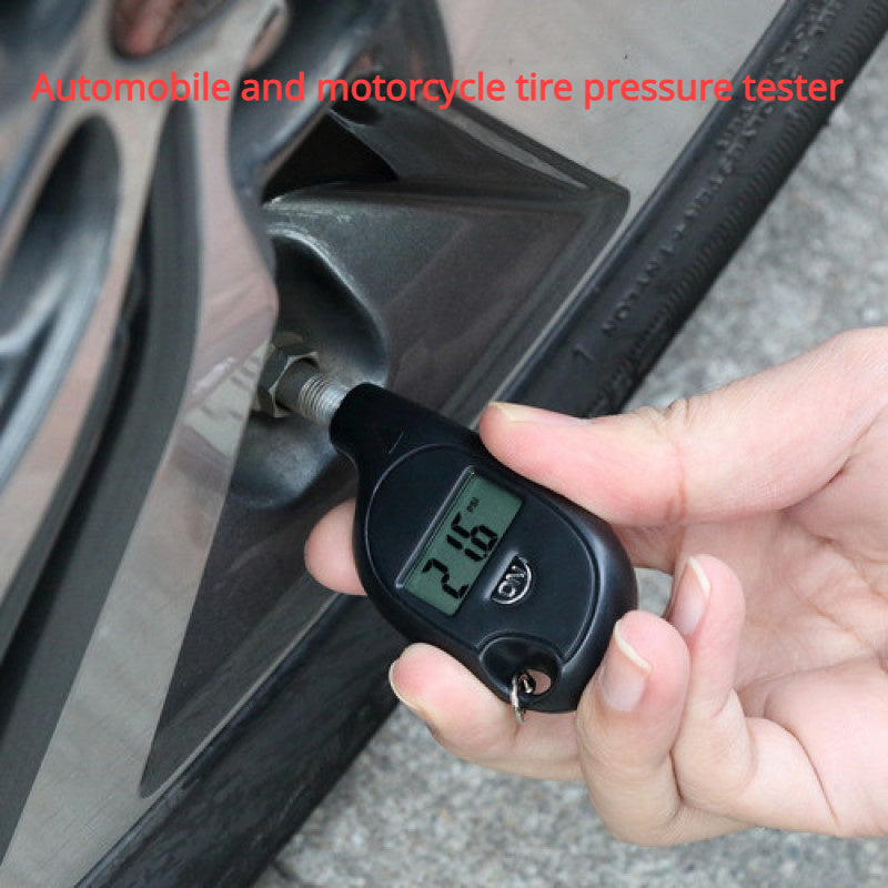 Digital Tire Pressure Gauge Car Keychain with LCD Display and Manometer