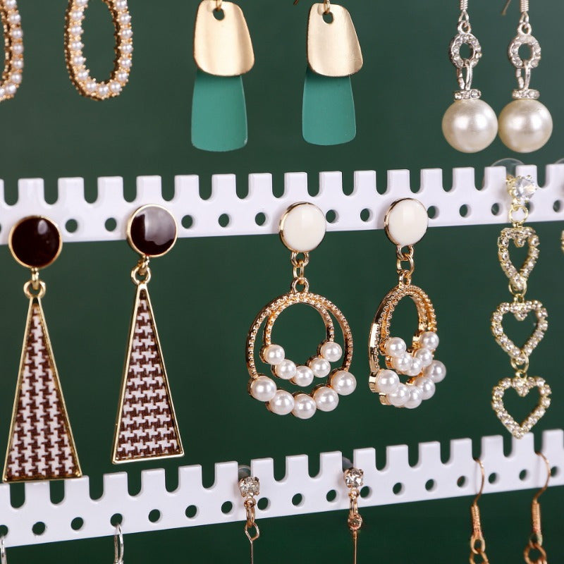 Earring Display Rack with Detachable Wooden Base Jewelry Organizer for Studs Necklaces and Hanging Storage