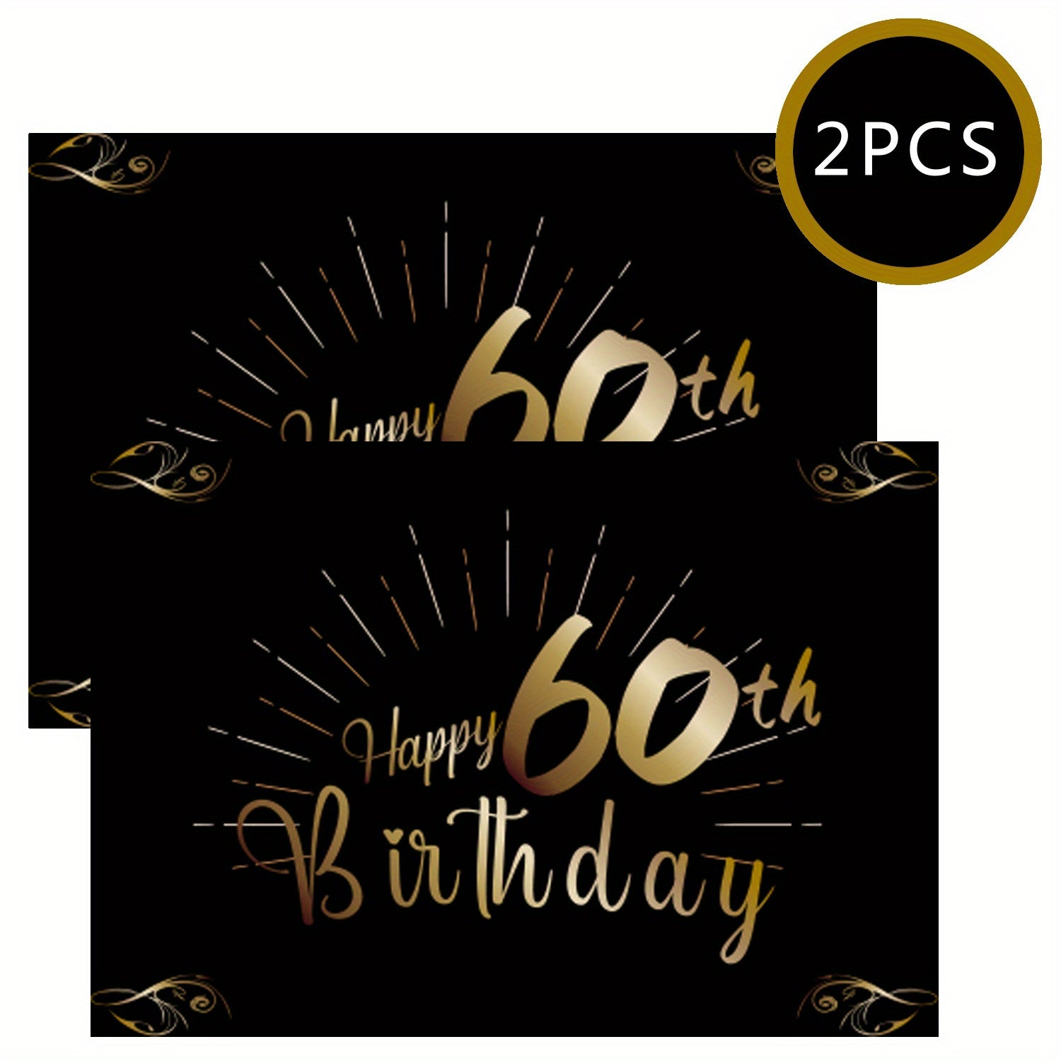 Happy 60th Birthday Champagne and Wine Bottle Labels Luxurious Gold and Black Pack of 60 15.01x10.49 cm