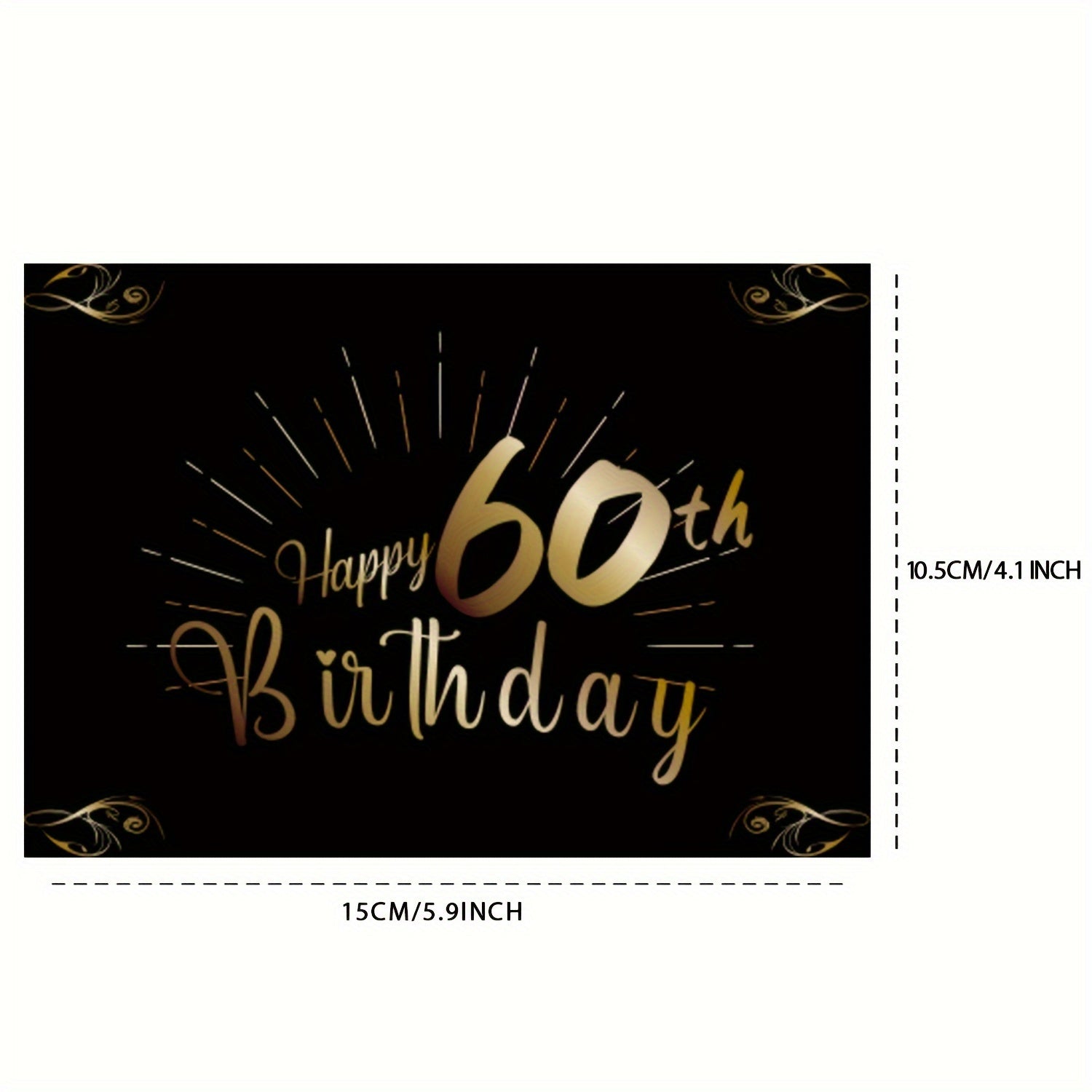 Happy 60th Birthday Champagne and Wine Bottle Labels Luxurious Gold and Black Pack of 60 15.01x10.49 cm