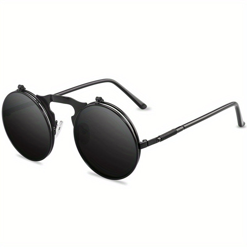 Unisex Retro Iron Steampunk Glasses with AC Lens, Metal Frame for Climbing Fishing Running