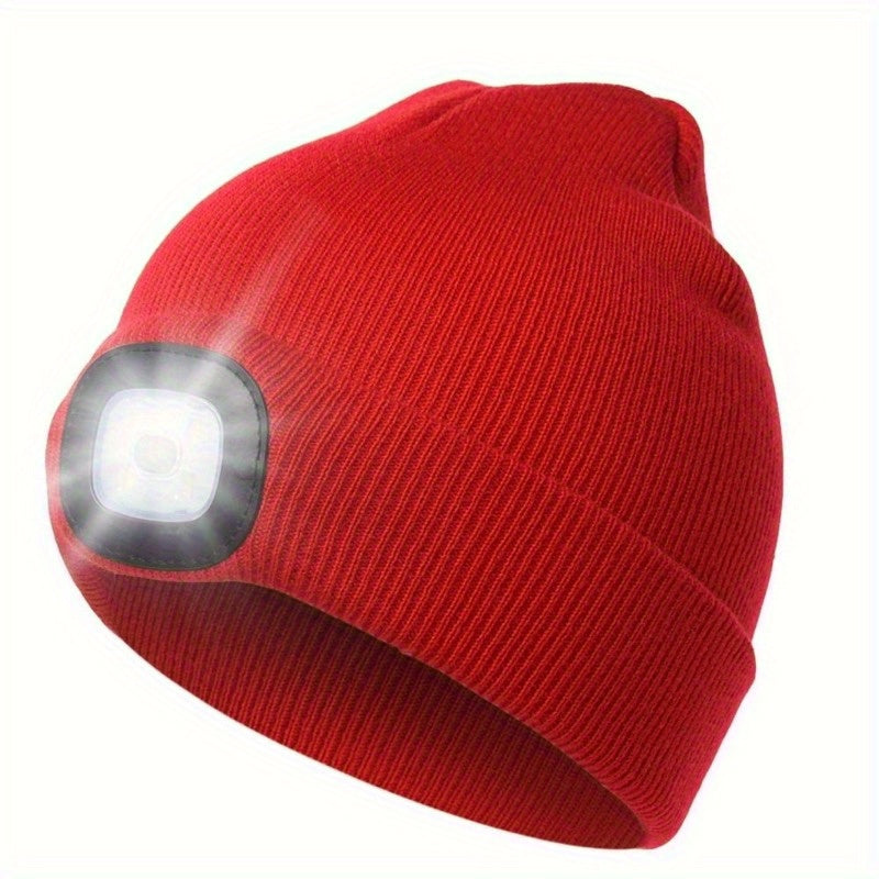 Unisex LED Beanie Hat with 4 LEDs for Night Walking Camping and Fishing