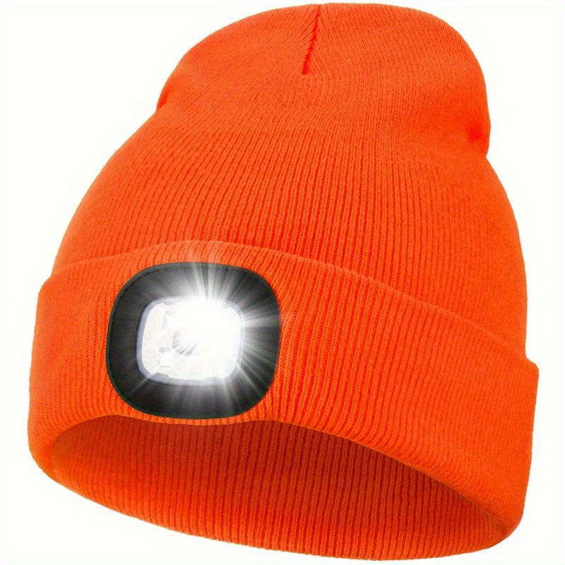 Unisex LED Beanie Hat with 4 LEDs for Night Walking Camping and Fishing