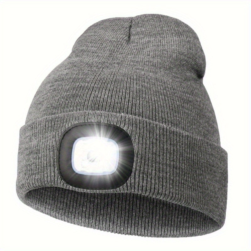 Unisex LED Beanie Hat with 4 LEDs for Night Walking Camping and Fishing