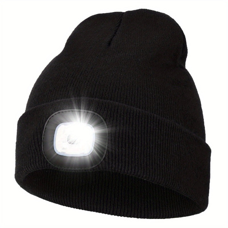 Unisex LED Beanie Hat with 4 LEDs for Night Walking Camping and Fishing