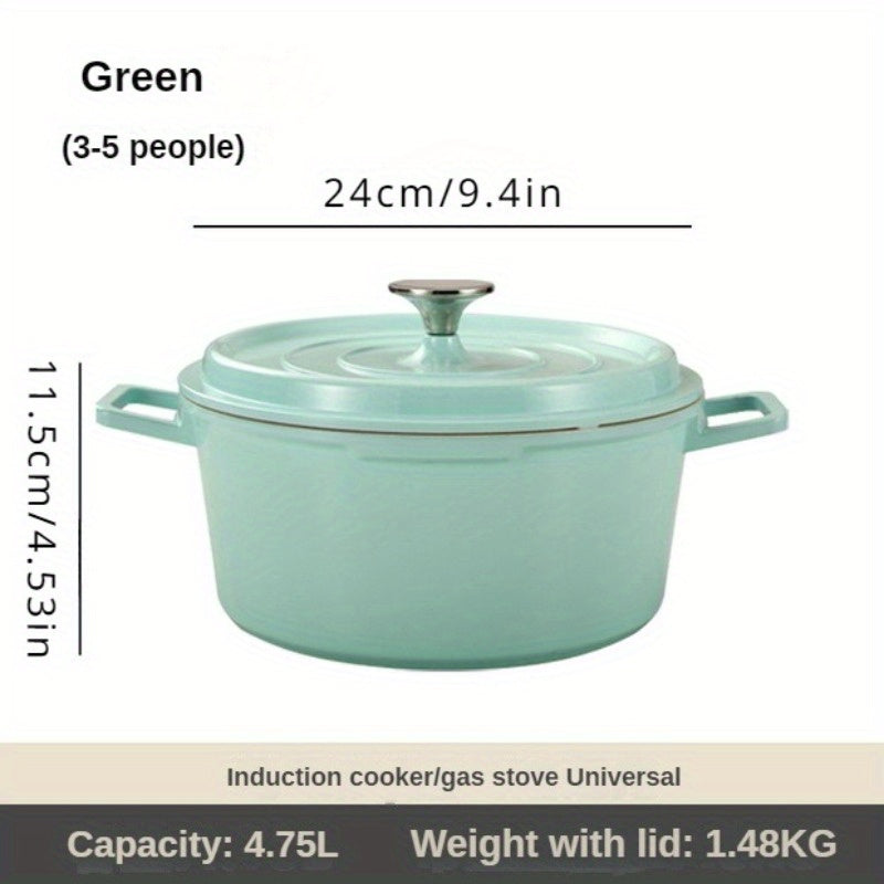 Enamelled Cast Aluminum Dutch Oven Pot with Lid 23.88cm Non-Stick Heavy Duty Cookware