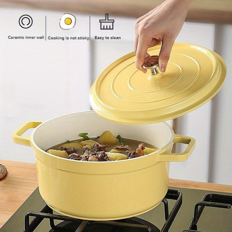 Enamelled Cast Aluminum Dutch Oven Pot with Lid 23.88cm Non-Stick Heavy Duty Cookware