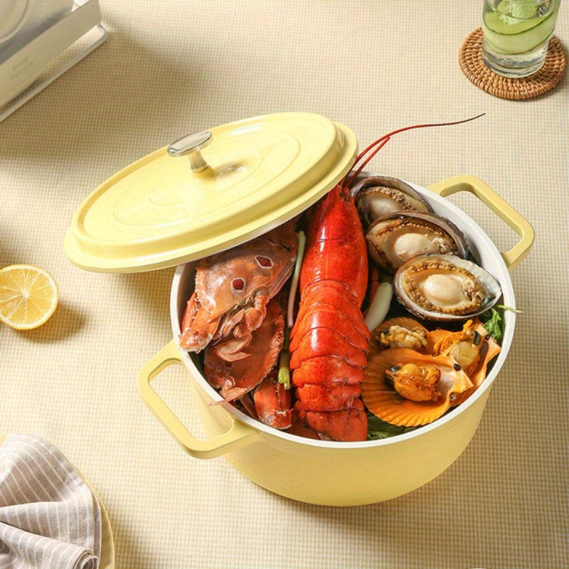 Enamelled Cast Aluminum Dutch Oven Pot with Lid 23.88cm Non-Stick Heavy Duty Cookware