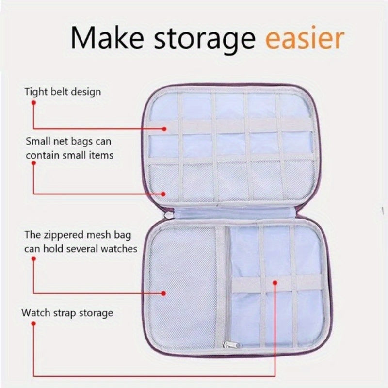 Suv o'tkazmaydigan soat bandi tashkilotchisi, sayohat uchun saqlash sumkasi Garmin, Apple, Samsung uchun