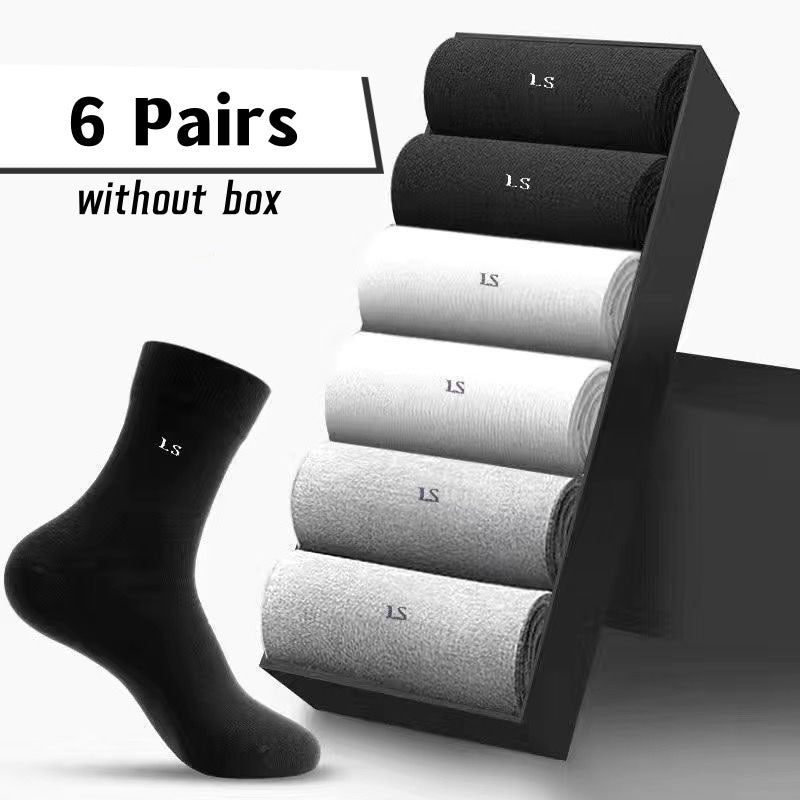 Men's Business Socks 6 Pairs Breathable Sweat-Absorbing Anti-Odor Comfortable All Seasons