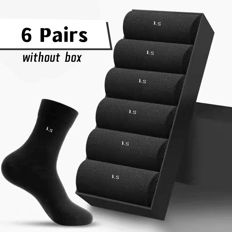 Men's Business Socks 6 Pairs Breathable Sweat-Absorbing Anti-Odor Comfortable All Seasons
