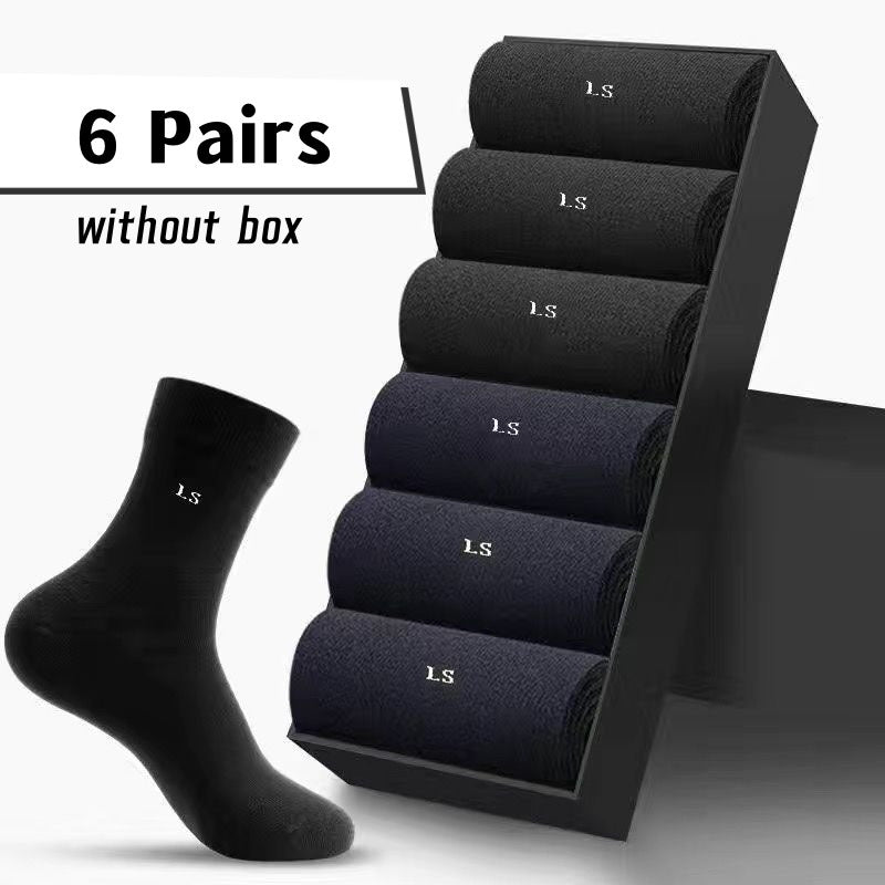 Men's Business Socks 6 Pairs Breathable Sweat-Absorbing Anti-Odor Comfortable All Seasons