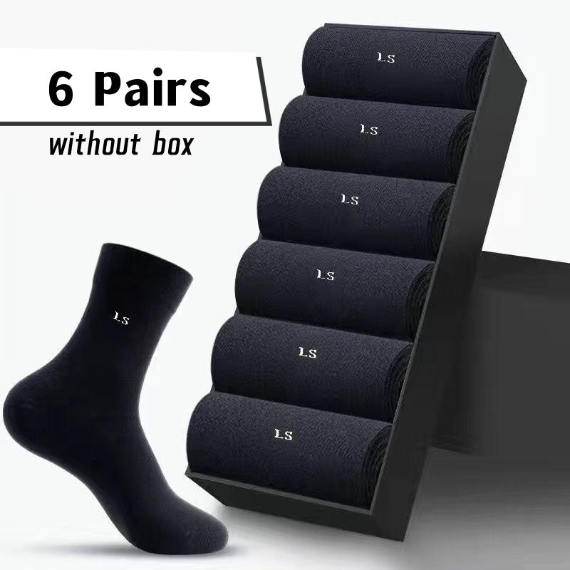 Men's Business Socks 6 Pairs Breathable Sweat-Absorbing Anti-Odor Comfortable All Seasons