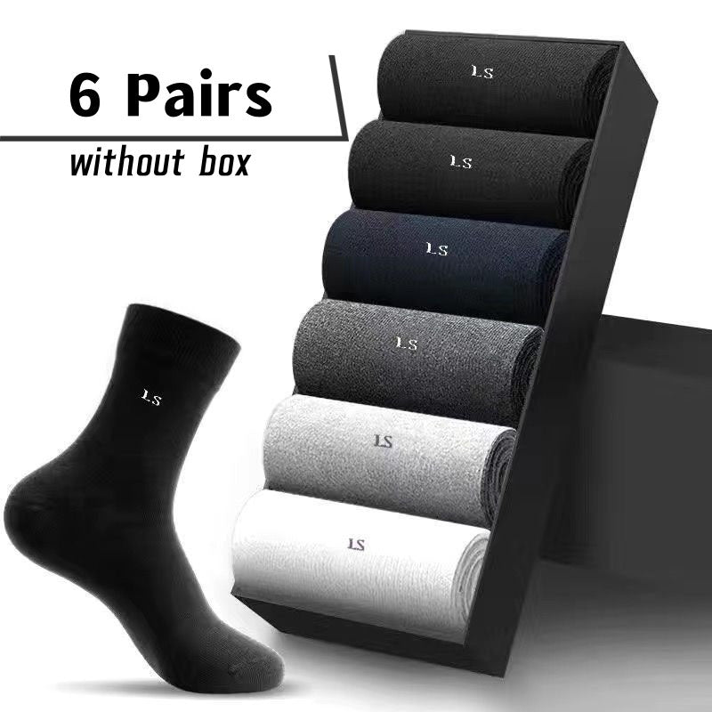 Men's Business Socks 6 Pairs Breathable Sweat-Absorbing Anti-Odor Comfortable All Seasons