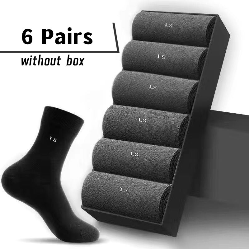 Men's Business Socks 6 Pairs Breathable Sweat-Absorbing Anti-Odor Comfortable All Seasons