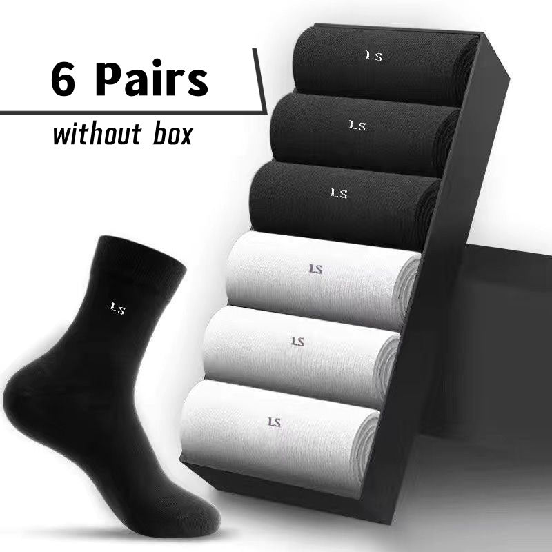 Men's Business Socks 6 Pairs Breathable Sweat-Absorbing Anti-Odor Comfortable All Seasons