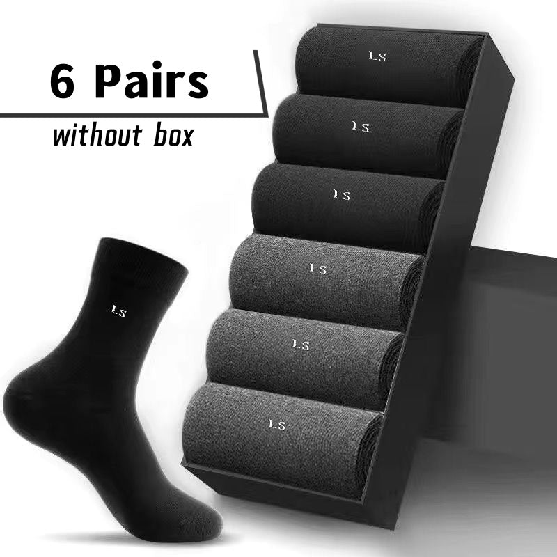 Men's Business Socks 6 Pairs Breathable Sweat-Absorbing Anti-Odor Comfortable All Seasons