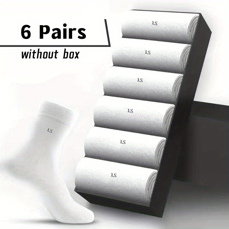 Men's Business Socks 6 Pairs Breathable Sweat-Absorbing Anti-Odor Comfortable All Seasons