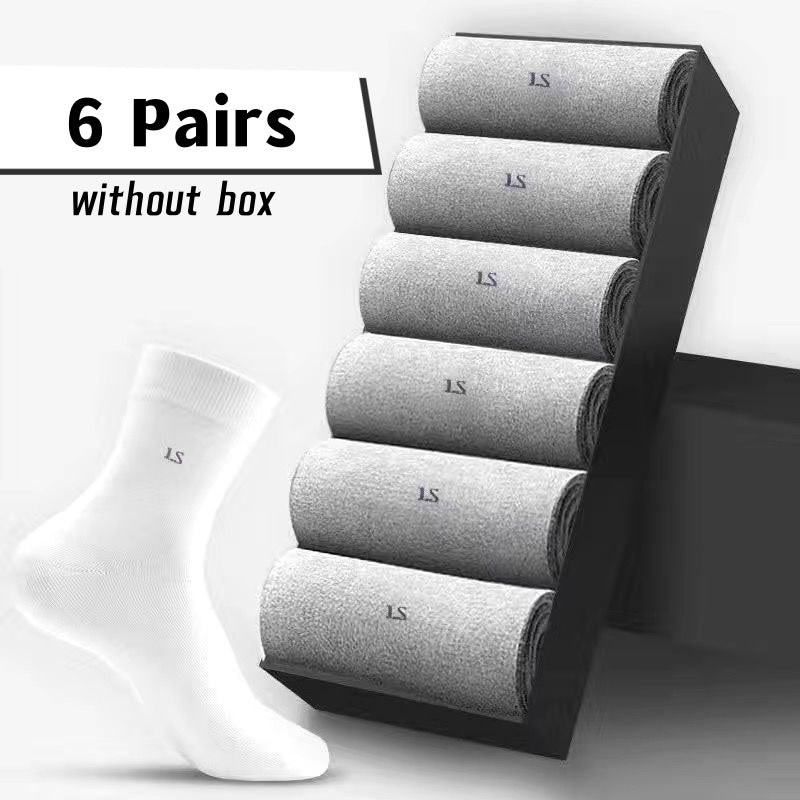 Men's Business Socks 6 Pairs Breathable Sweat-Absorbing Anti-Odor Comfortable All Seasons