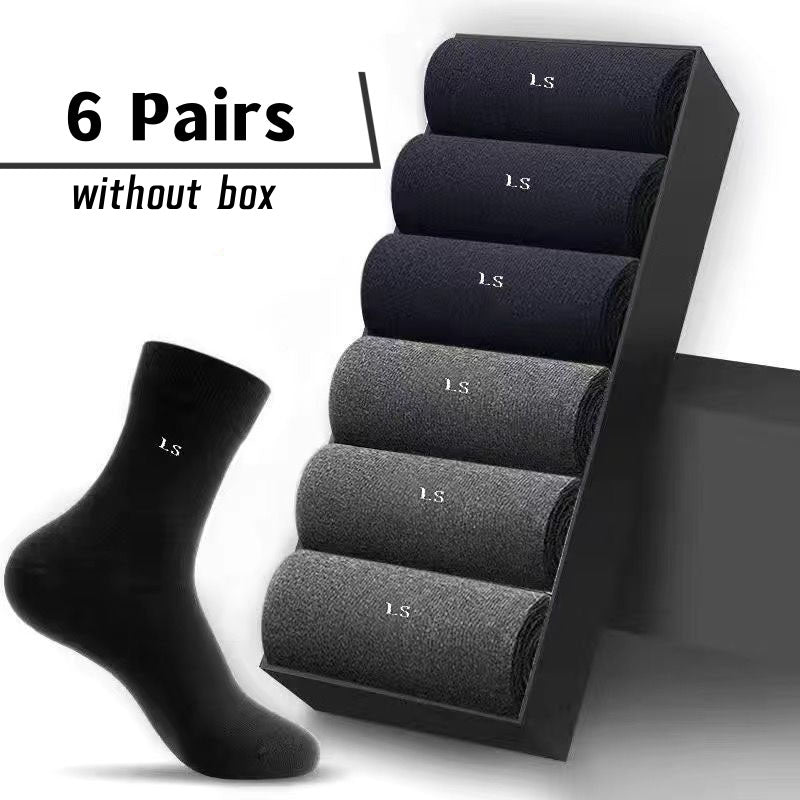 Men's Business Socks 6 Pairs Breathable Sweat-Absorbing Anti-Odor Comfortable All Seasons
