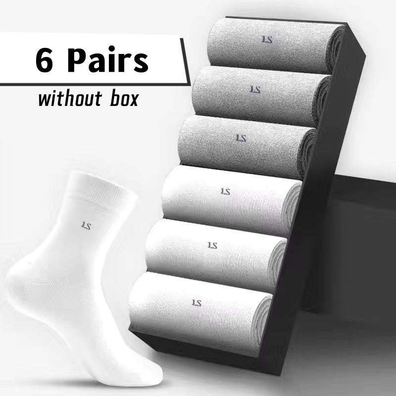 Men's Business Socks 6 Pairs Breathable Sweat-Absorbing Anti-Odor Comfortable All Seasons