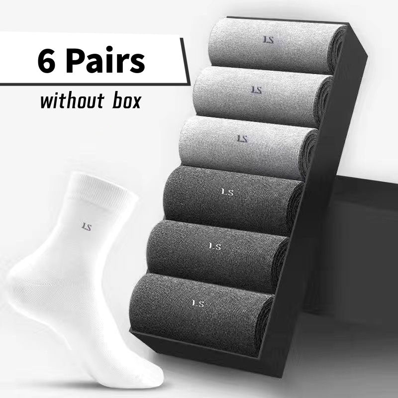 Men's Business Socks 6 Pairs Breathable Sweat-Absorbing Anti-Odor Comfortable All Seasons