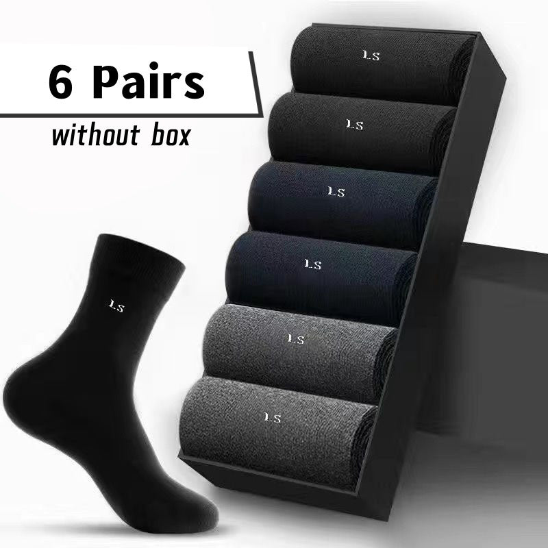 Men's Business Socks 6 Pairs Breathable Sweat-Absorbing Anti-Odor Comfortable All Seasons