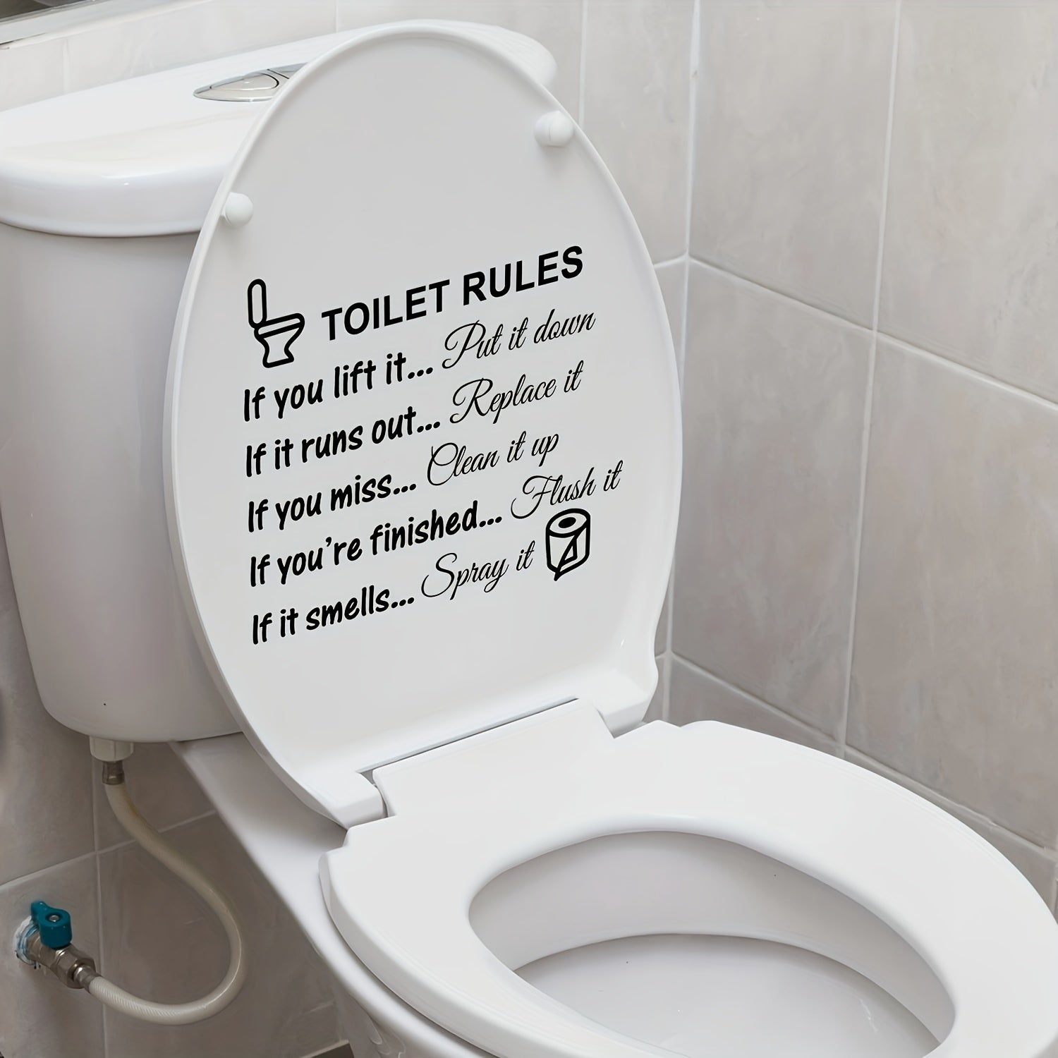 Wall Decals for Bathroom Decor, DIY Toilet Stickers and Rule Signs
