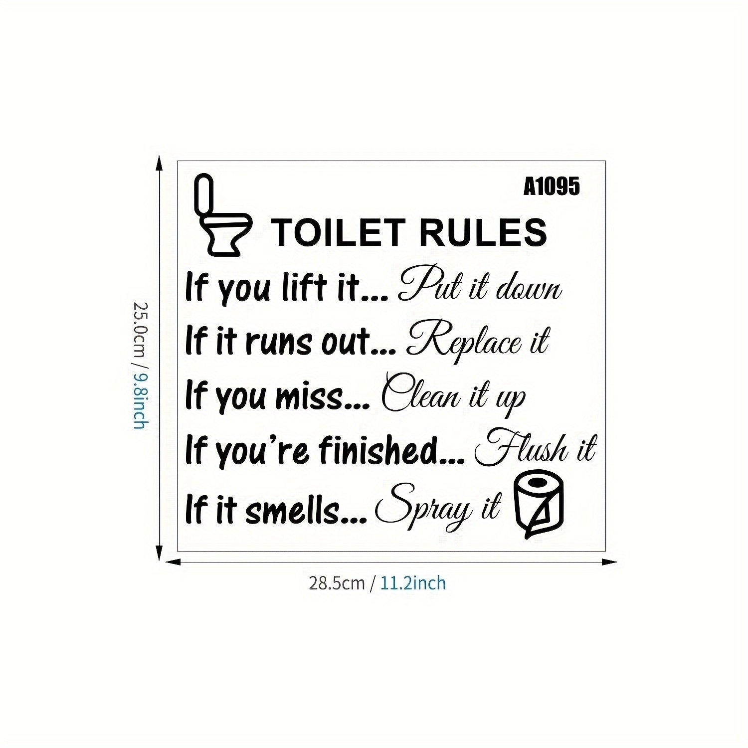 Wall Decals for Bathroom Decor, DIY Toilet Stickers and Rule Signs