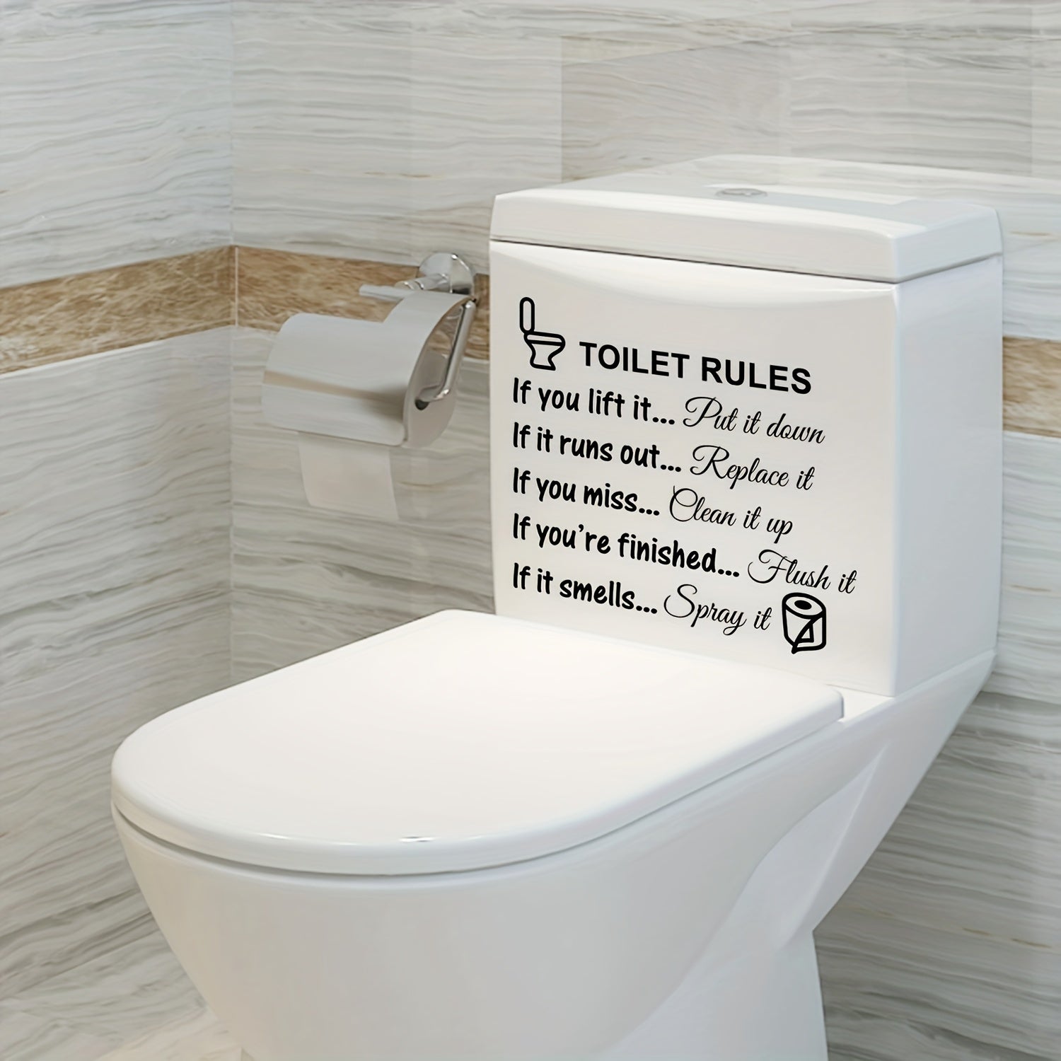 Wall Decals for Bathroom Decor, DIY Toilet Stickers and Rule Signs