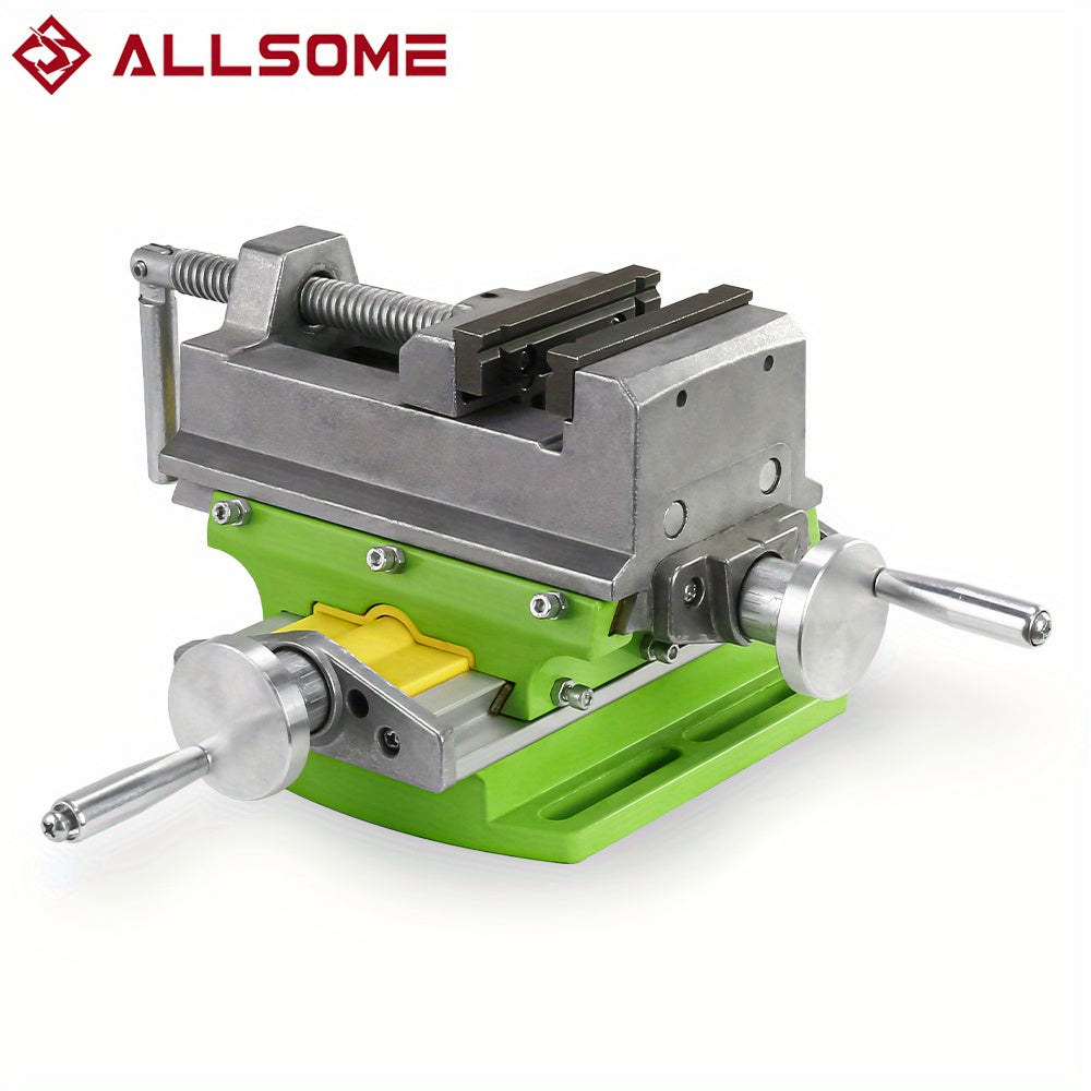 Green Aluminum Alloy Cross-Sliding Vise with 80mm X-Travel and 67cm Y-Travel for Drill Press and Milling Machines