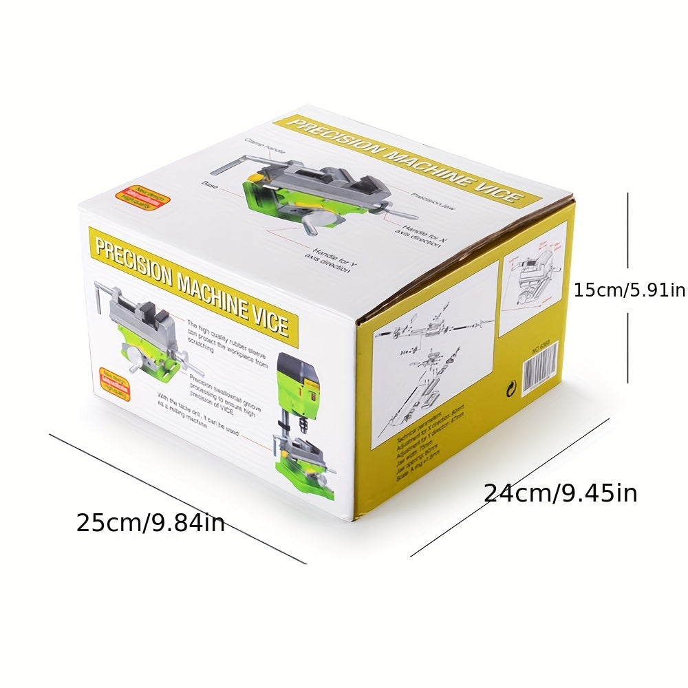 Green Aluminum Alloy Cross-Sliding Vise with 80mm X-Travel and 67cm Y-Travel for Drill Press and Milling Machines