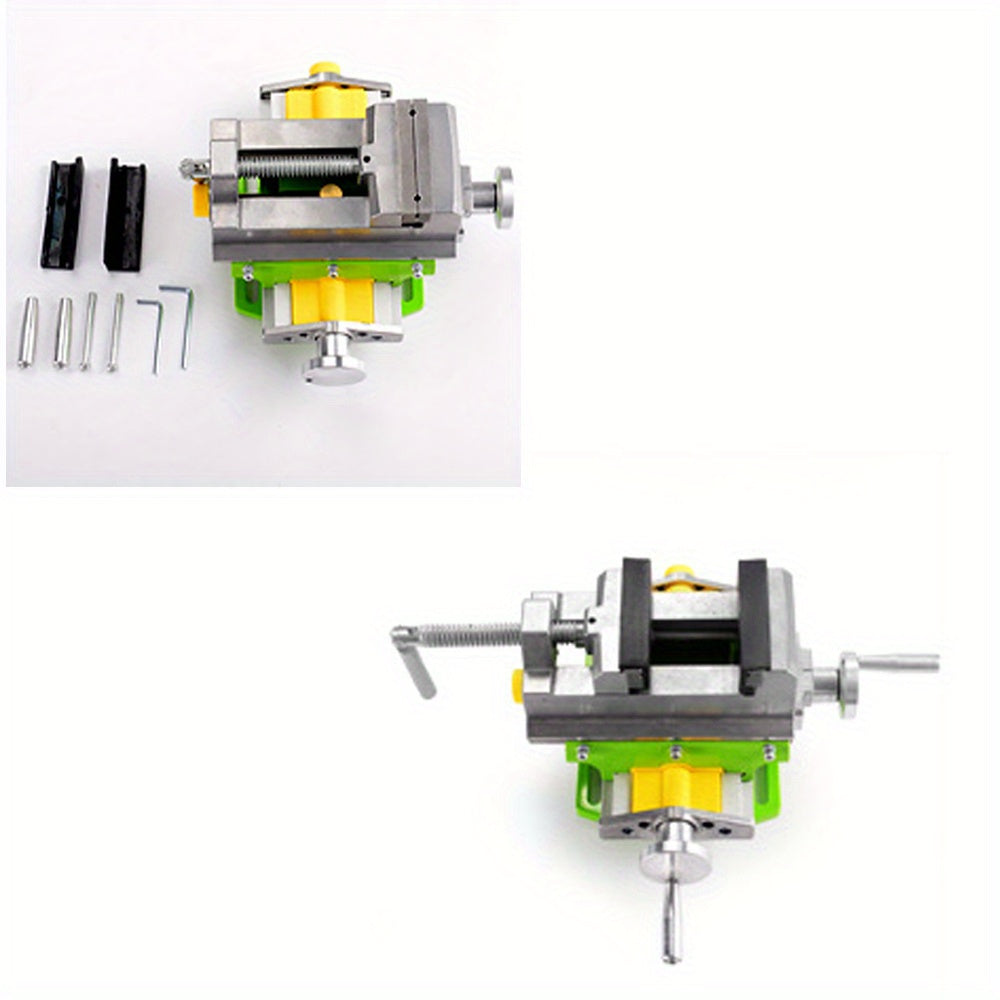 Green Aluminum Alloy Cross-Sliding Vise with 80mm X-Travel and 67cm Y-Travel for Drill Press and Milling Machines