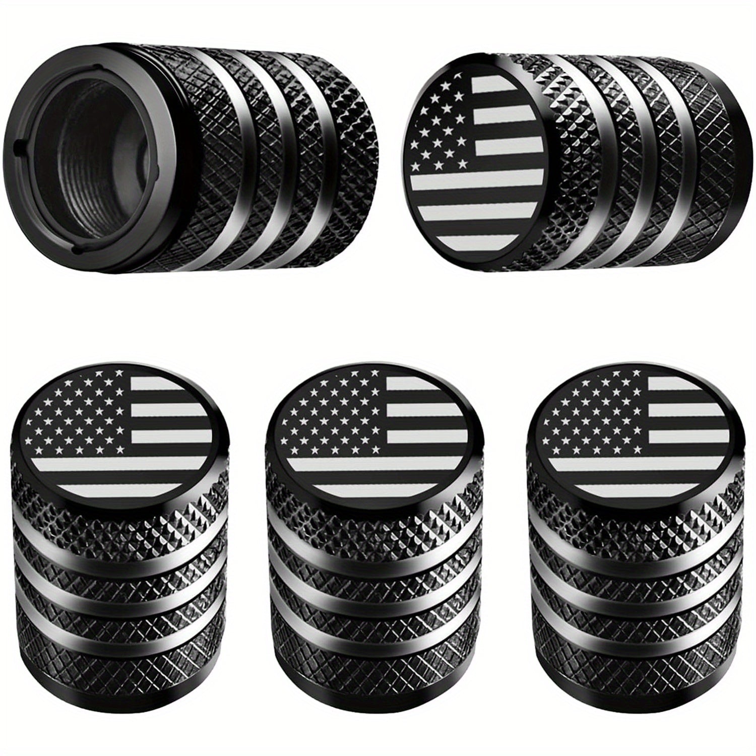 5 Pcs Tire Valve Stem Cap Covers Metal Leak-Proof Corrosion-Resistant American Flag